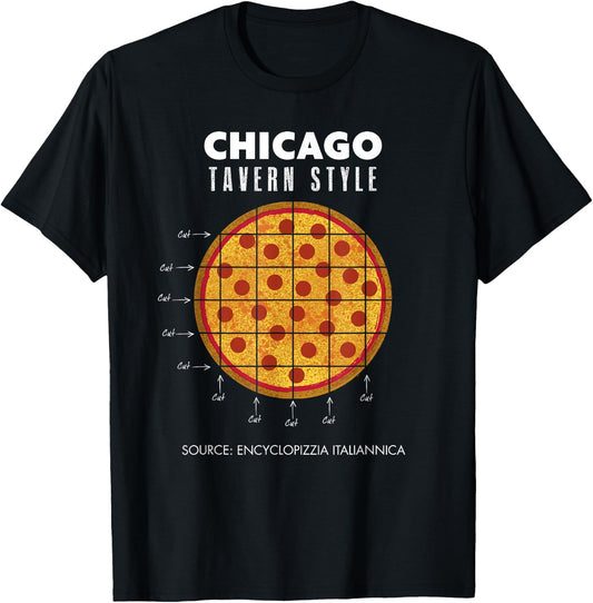 Regional Pepperoni Pizza Chicago Tavern Style T-Shirt - T-Shirt | Black