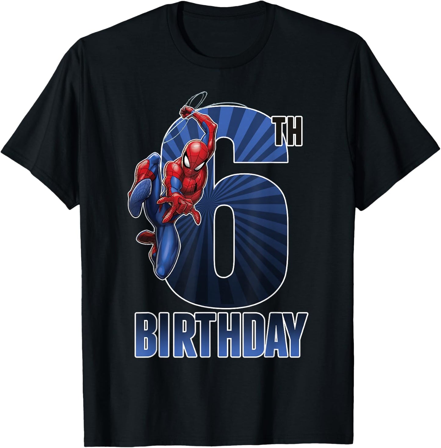 Marvel Spider-Man Swinging 6th Birthday Graphic T-Shirt - T-Shirt | Black