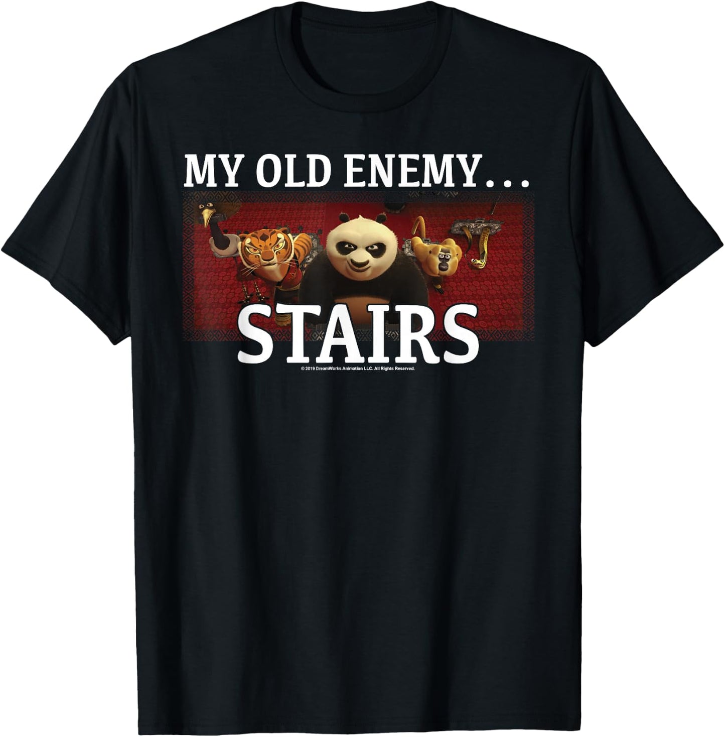 Kung Fu Panda My Old Enemy...Stairs Group Shot Portrait T-Shirt - T-Shirt | Black