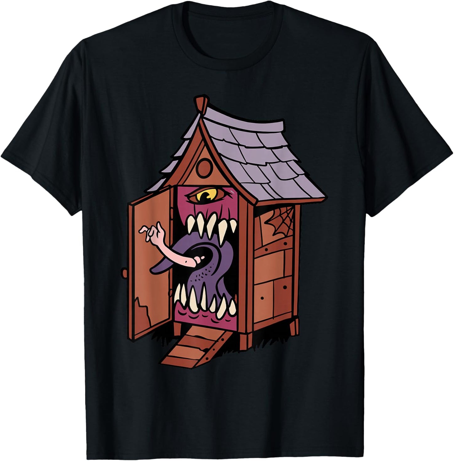 Monster House Design With Giant Eye And Quirky Features T-Shirt - T-Shirt | Black