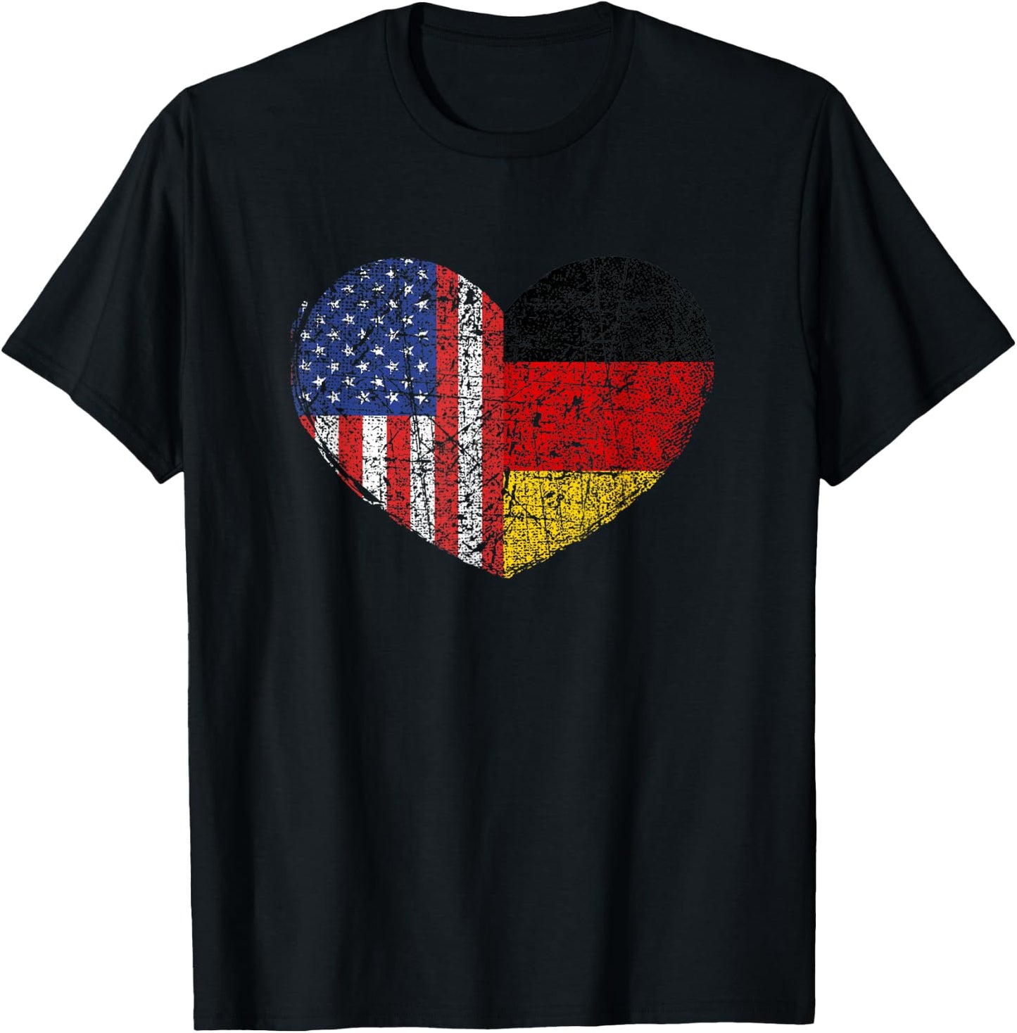 USA Germany Heart - Dual Citizenship Small T-Shirt - T-Shirt | Black