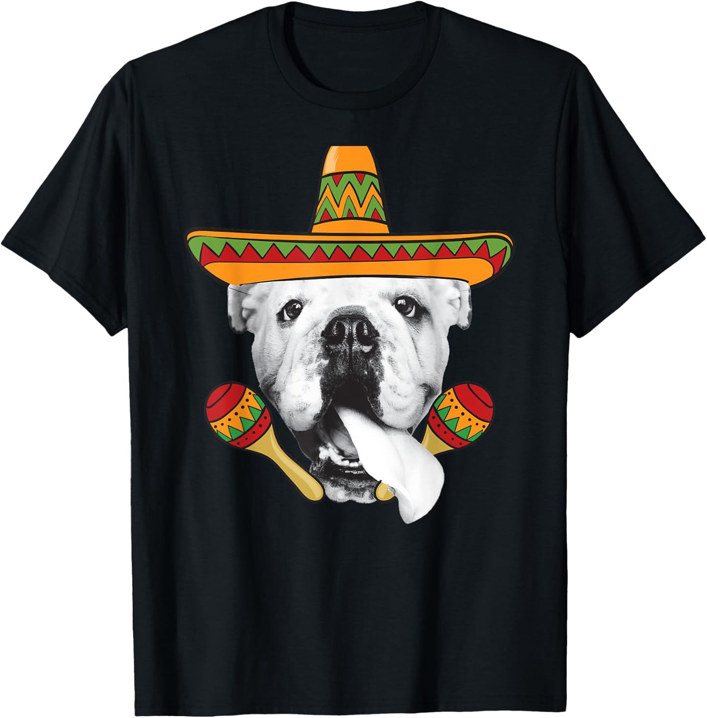 English Bulldog Cinco de Mayo Funny Dog Sombrero Women Girls Kids T-Shirt - T-Shirt | Black