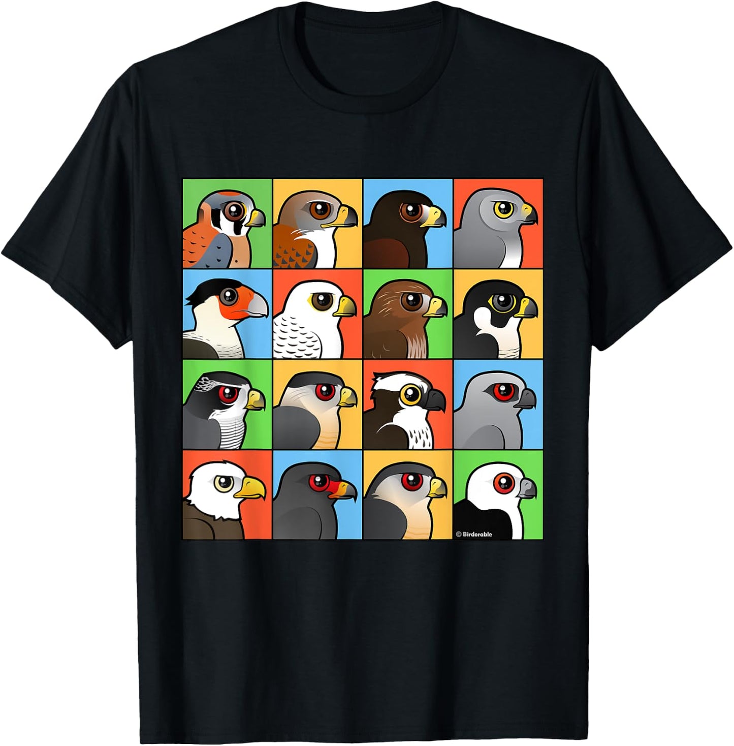 Birds of Prey with 16 Different Birdorable Raptors T-Shirt - T-Shirt | Black