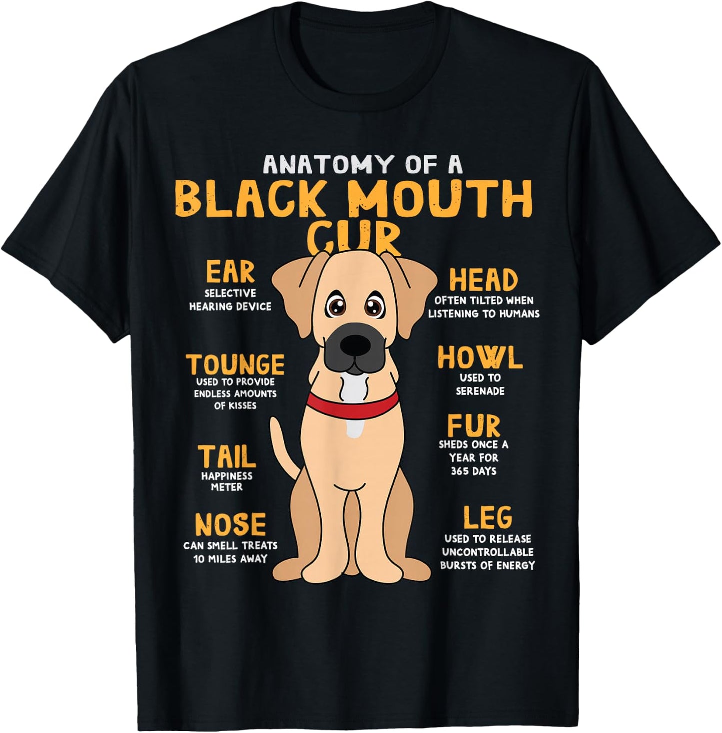 Black Mouth Cur Funny Anatomy Gift Black Mouth Cur T-Shirt - T-Shirt | Black