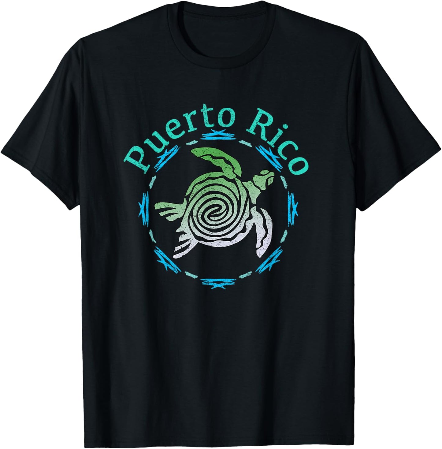 Puerto Rico Vintage Tribal Turtle Gift T-Shirt - T-Shirt | Black