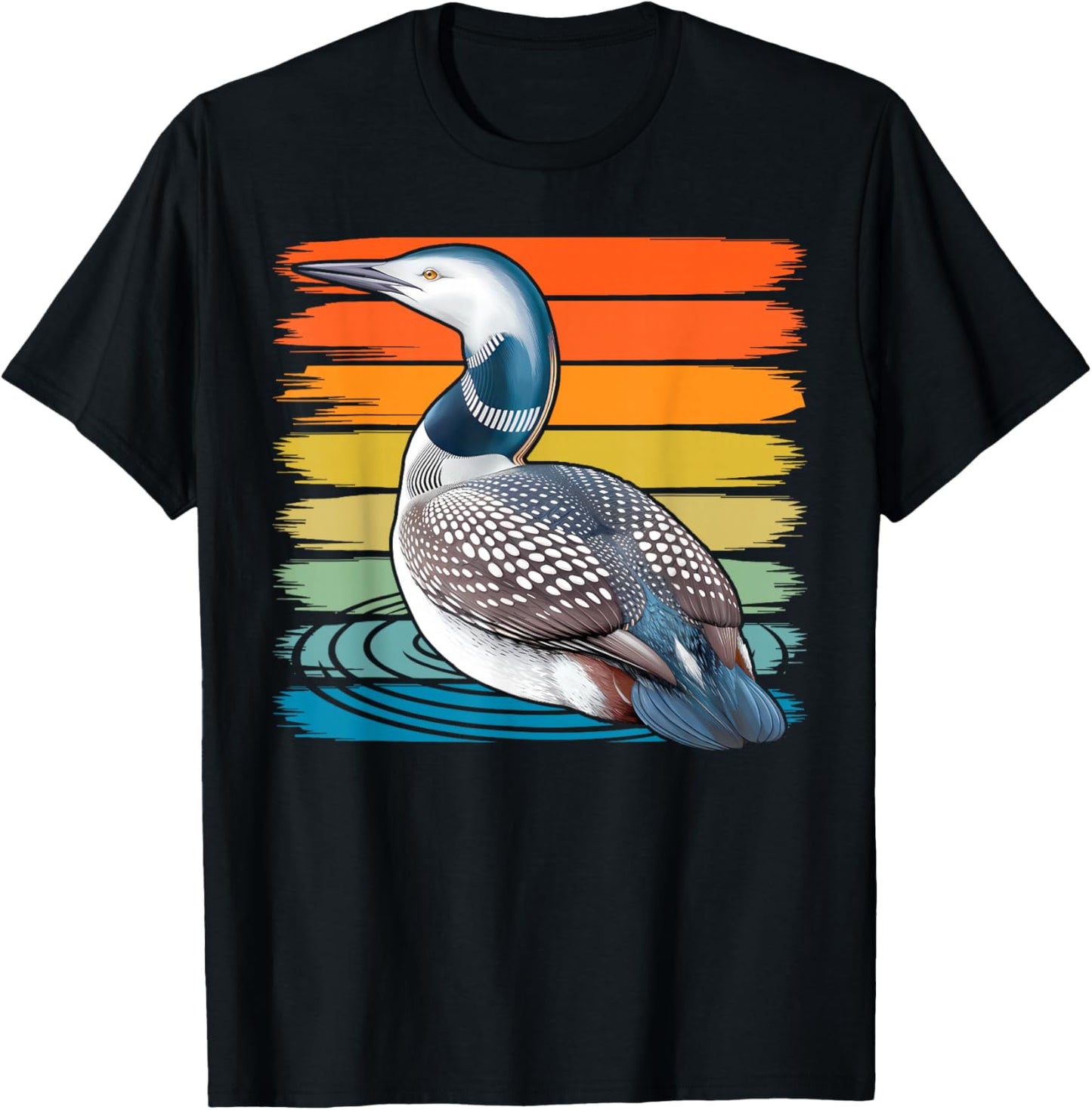 Faded Loon Earthy Design with Retro Colors T-Shirt - T-Shirt | Black
