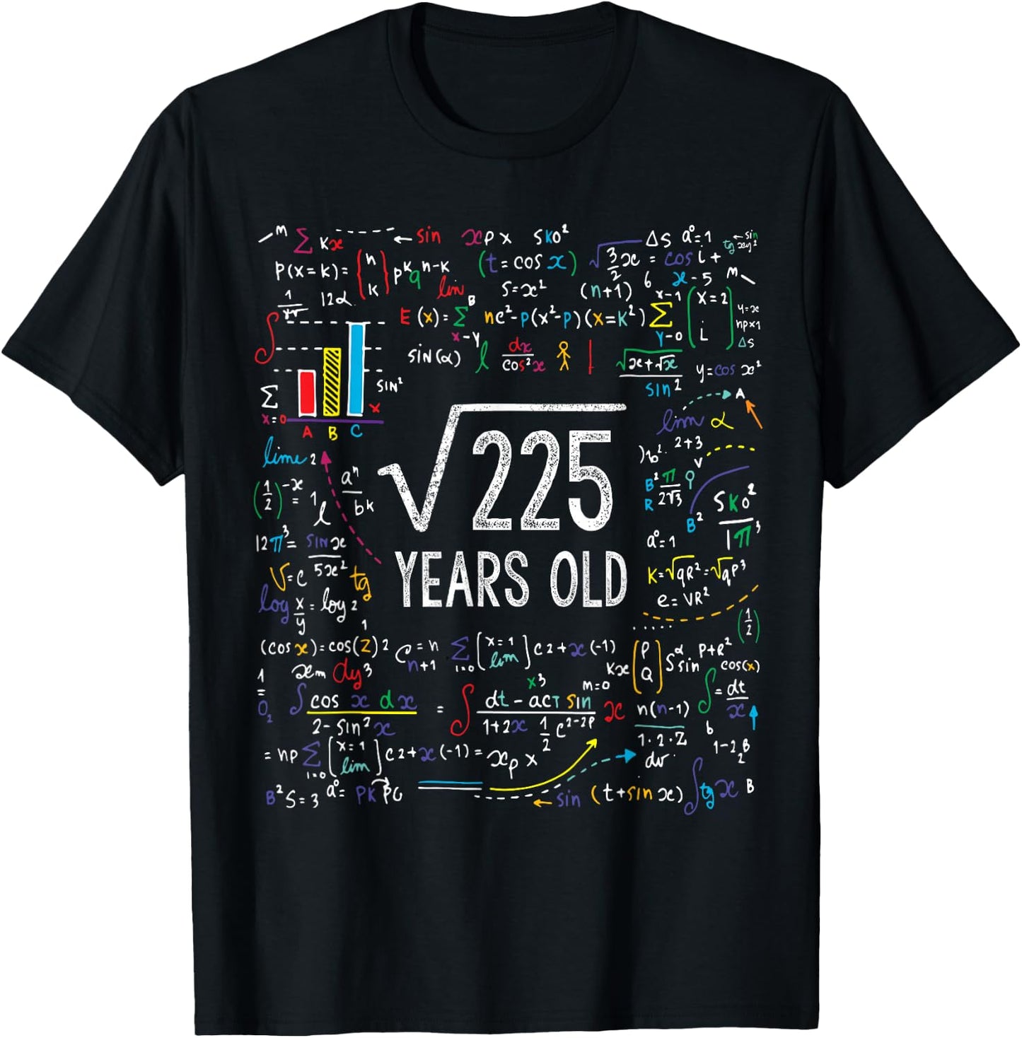 Square Root of 225 15th Birthday 15 Year Old Gifts Math Bday T-Shirt - T-Shirt | Black