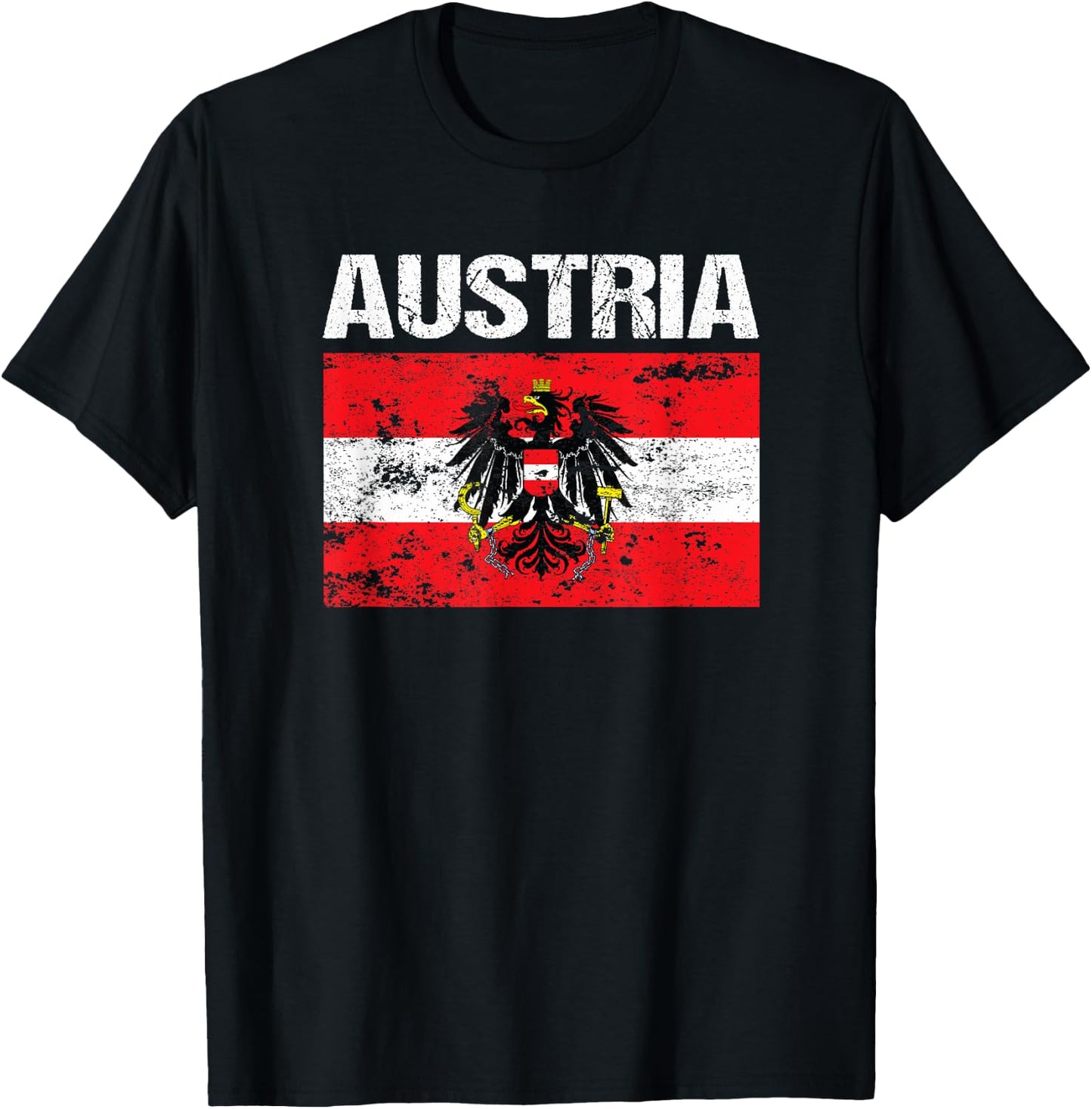 Austrian Flag Austria Vienna Land der Berge Eagle T Shirt T-Shirt - T-Shirt | Black