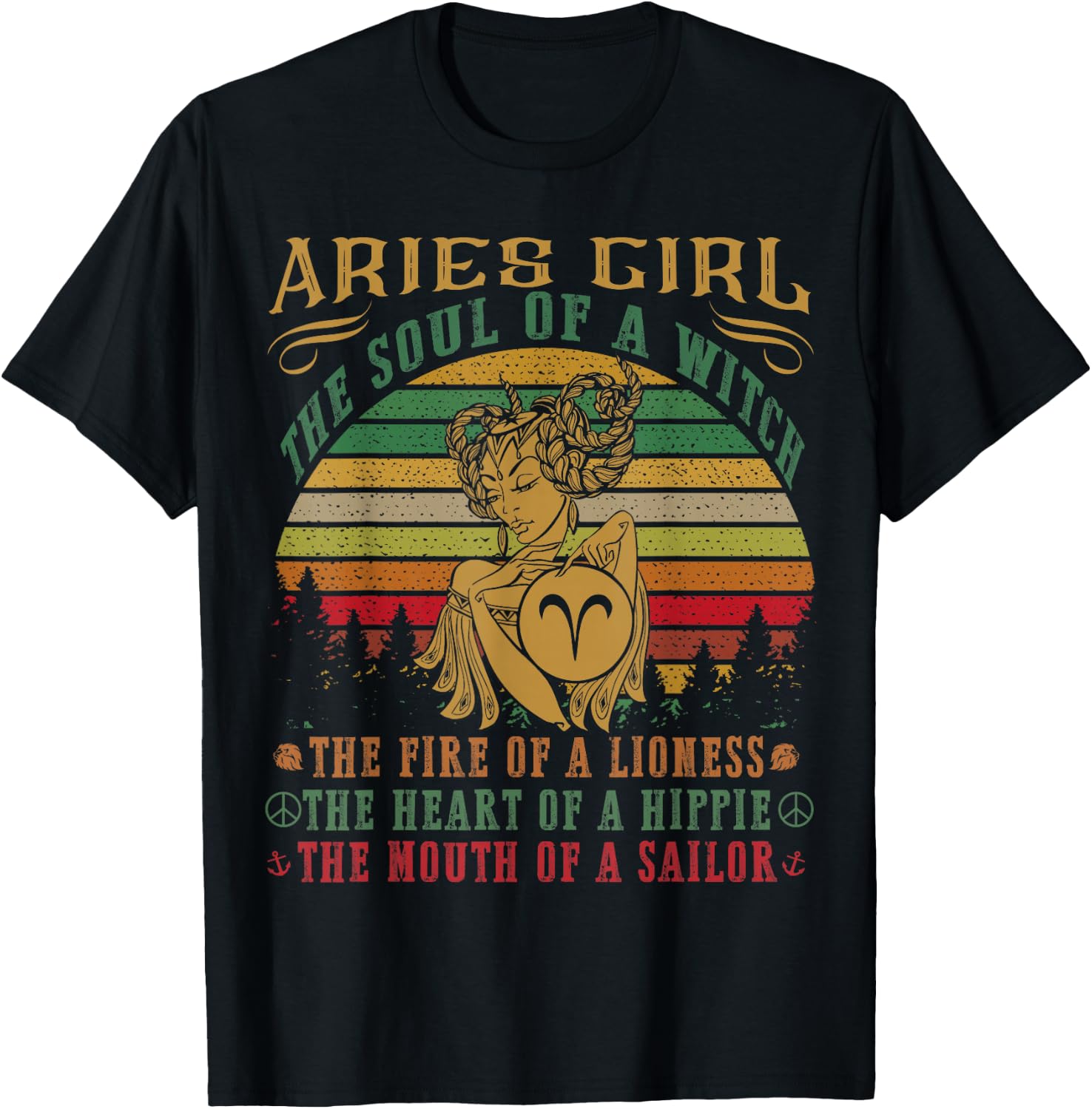 Aries girl the soul of a witch mouth of a sailor T-Shirt - T-Shirt | Black