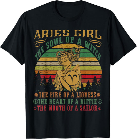 Aries girl the soul of a witch mouth of a sailor T-Shirt - T-Shirt | Black
