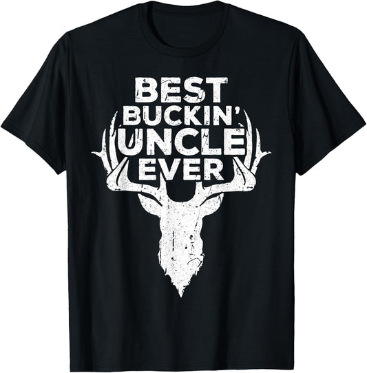 Best Buckin' Uncle Ever Shirt Men Hunting Fathers Day T-Shirt - T-Shirt | Black