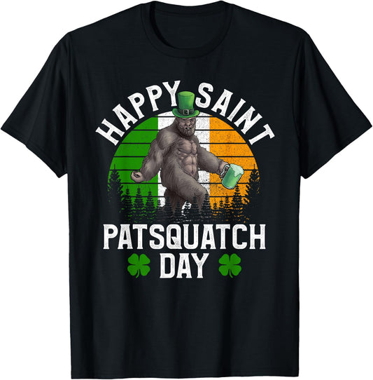 St Patrick's Day Sasquatch Irish Bigfoot Green Beer T-Shirt - T-Shirt | Black