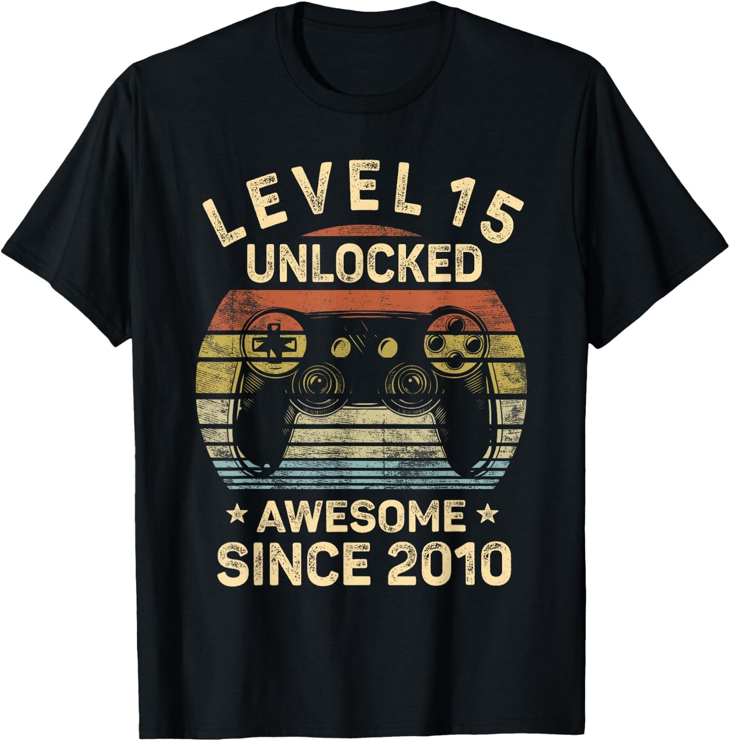Level 15 Unlocked 15th Birthday 15 Year Old Gifts Gamer Bday T-Shirt - T-Shirt | Black