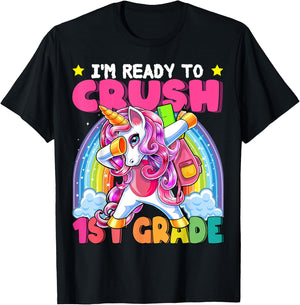 Crush 1st Grade Dabbing Unicorn Back to School Girls Gift T-Shirt - T-Shirt | Black