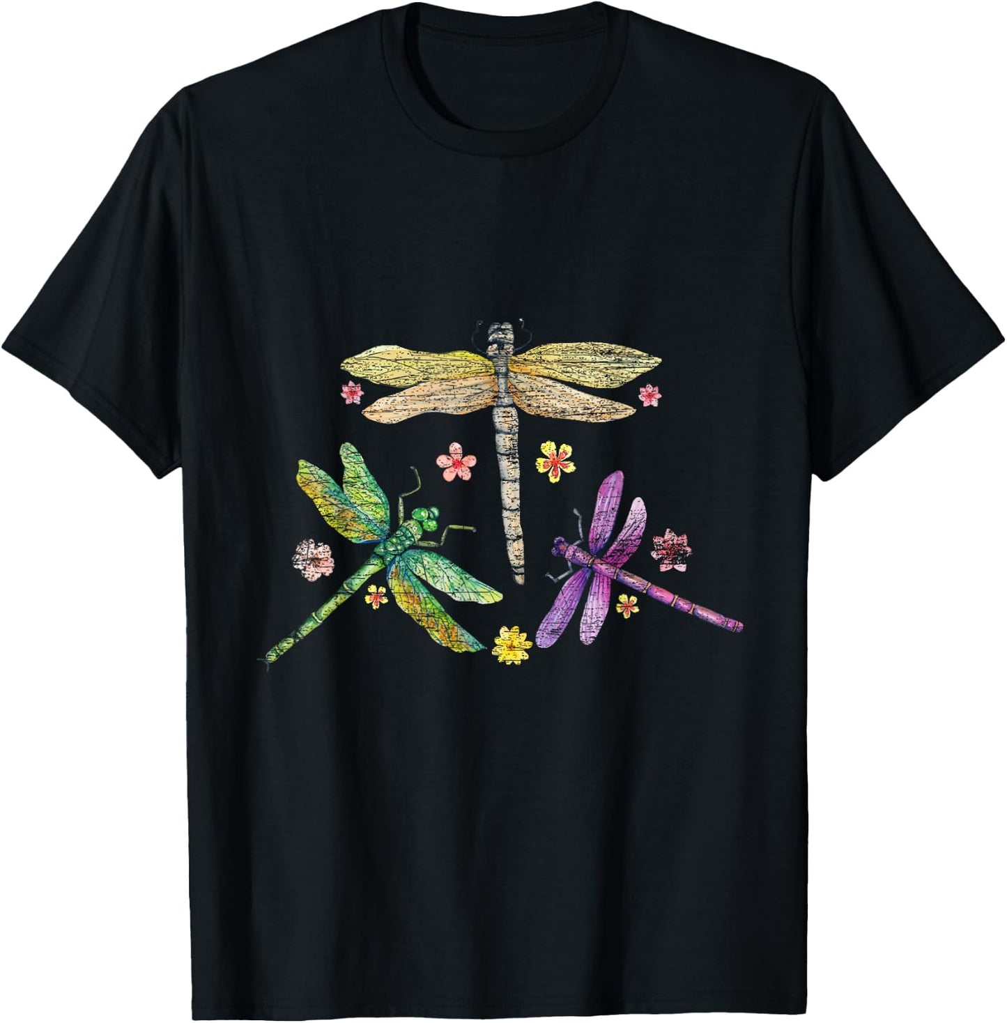 Dragonfly Shirts -Adults Black Modern Dragonfly T-Shirt - T-Shirt | Black