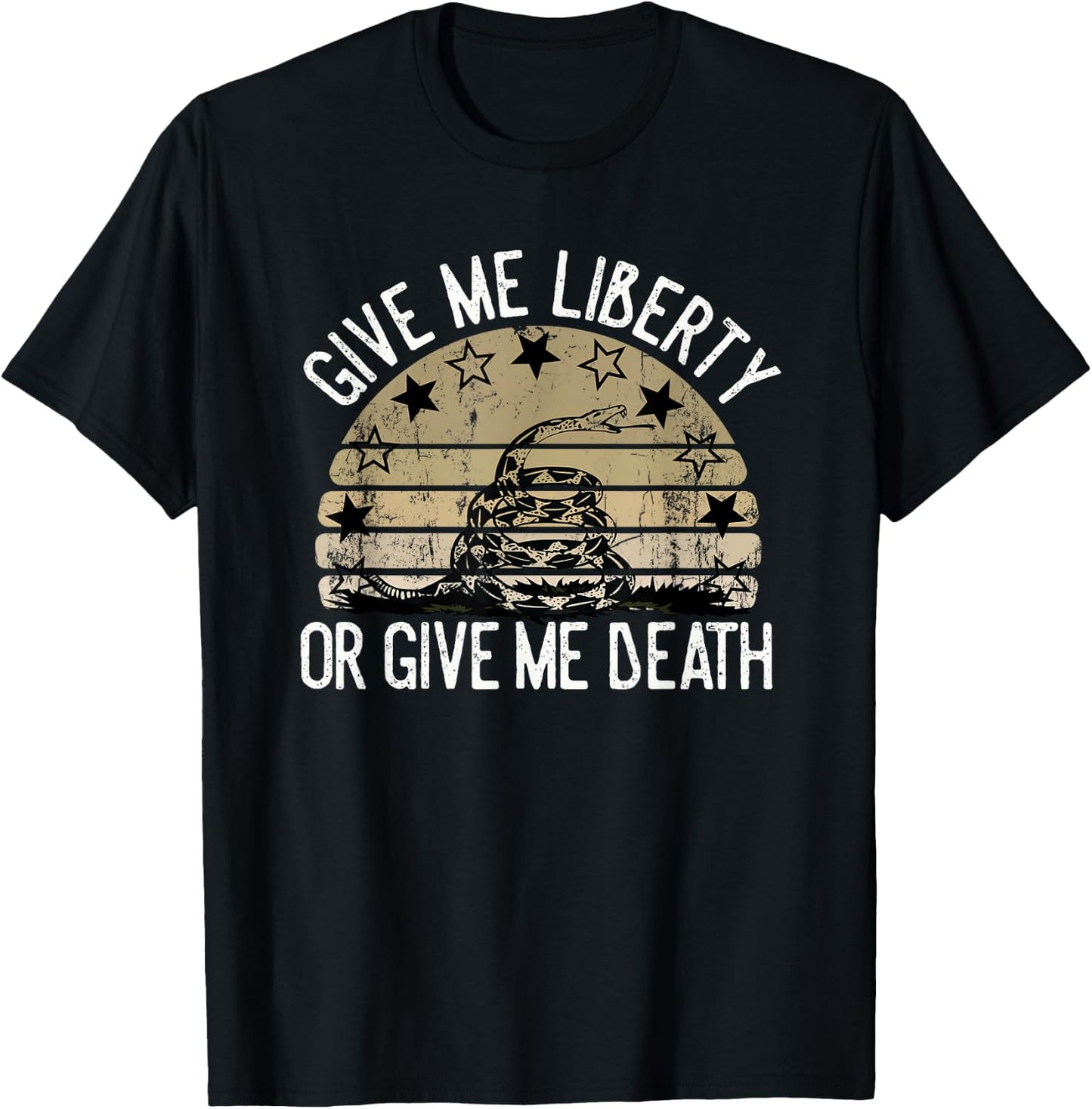 Vintage Give Me Liberty Or Give Me Death Men Women Gift T-Shirt - T-Shirt | Black