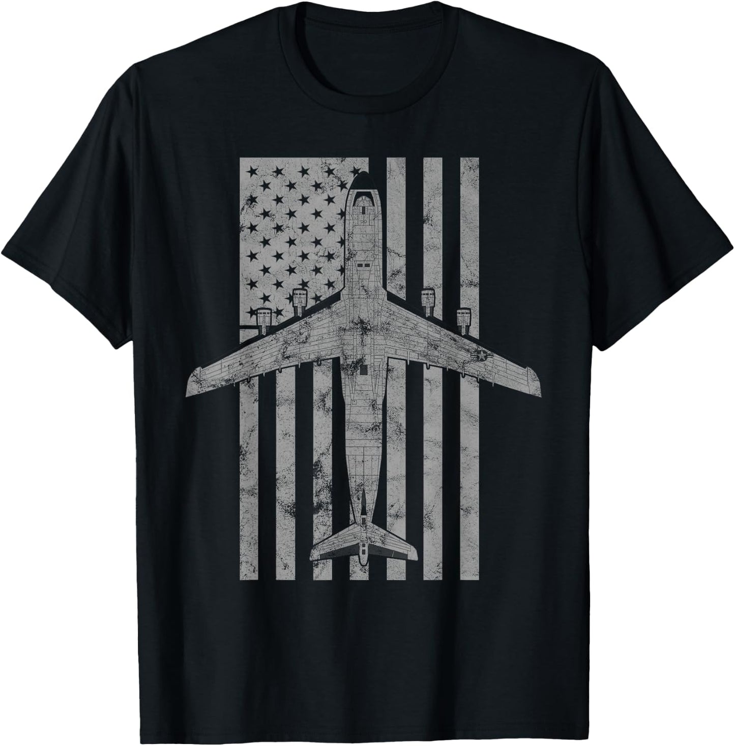 C-5 Galaxy Military Transport Airplane Vintage Flag T-Shirt - T-Shirt | Black