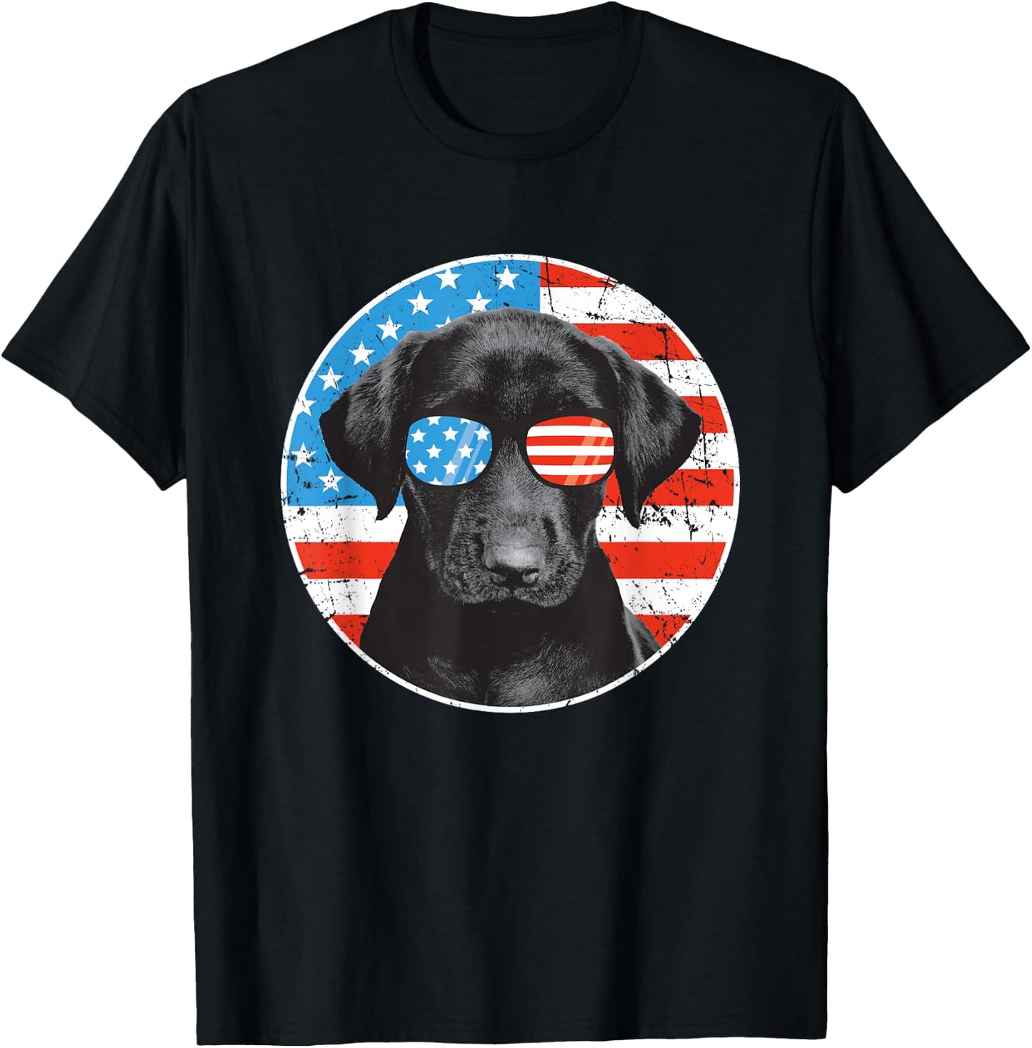 Fourth Of July Dog American Flag July 4th Labrador Retriever T-Shirt - T-Shirt | Black