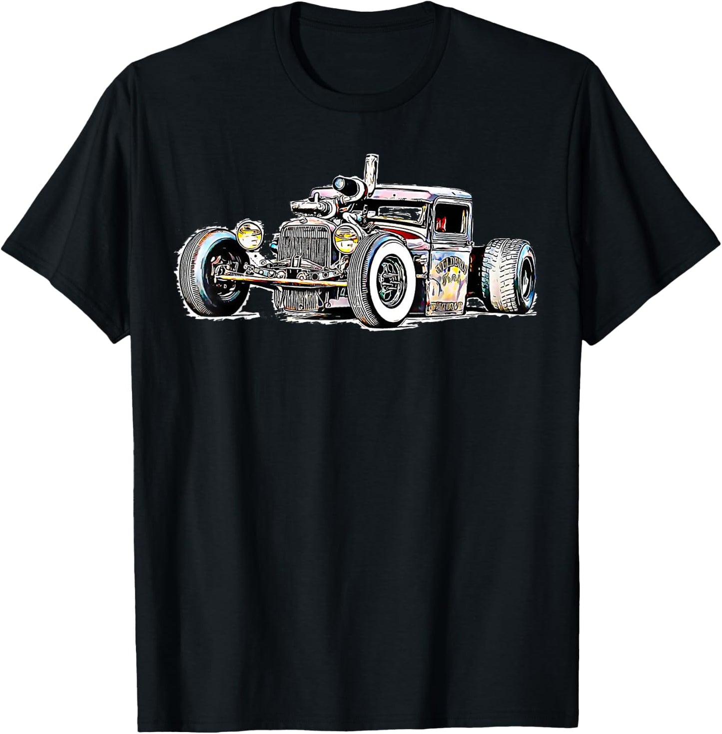 Rust Bucket Outline Rat Rod Hot Rod Diesel T-Shirt - T-Shirt | Black