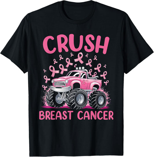 Crush Breast Cancer Awareness Truck pink for kids T-Shirt - T-Shirt | Black