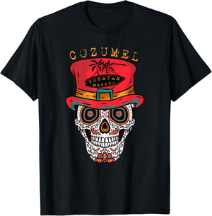 Cozumel Mexico Sugar Skull & Hat Souvenir Shirt T-Shirt - T-Shirt | Black