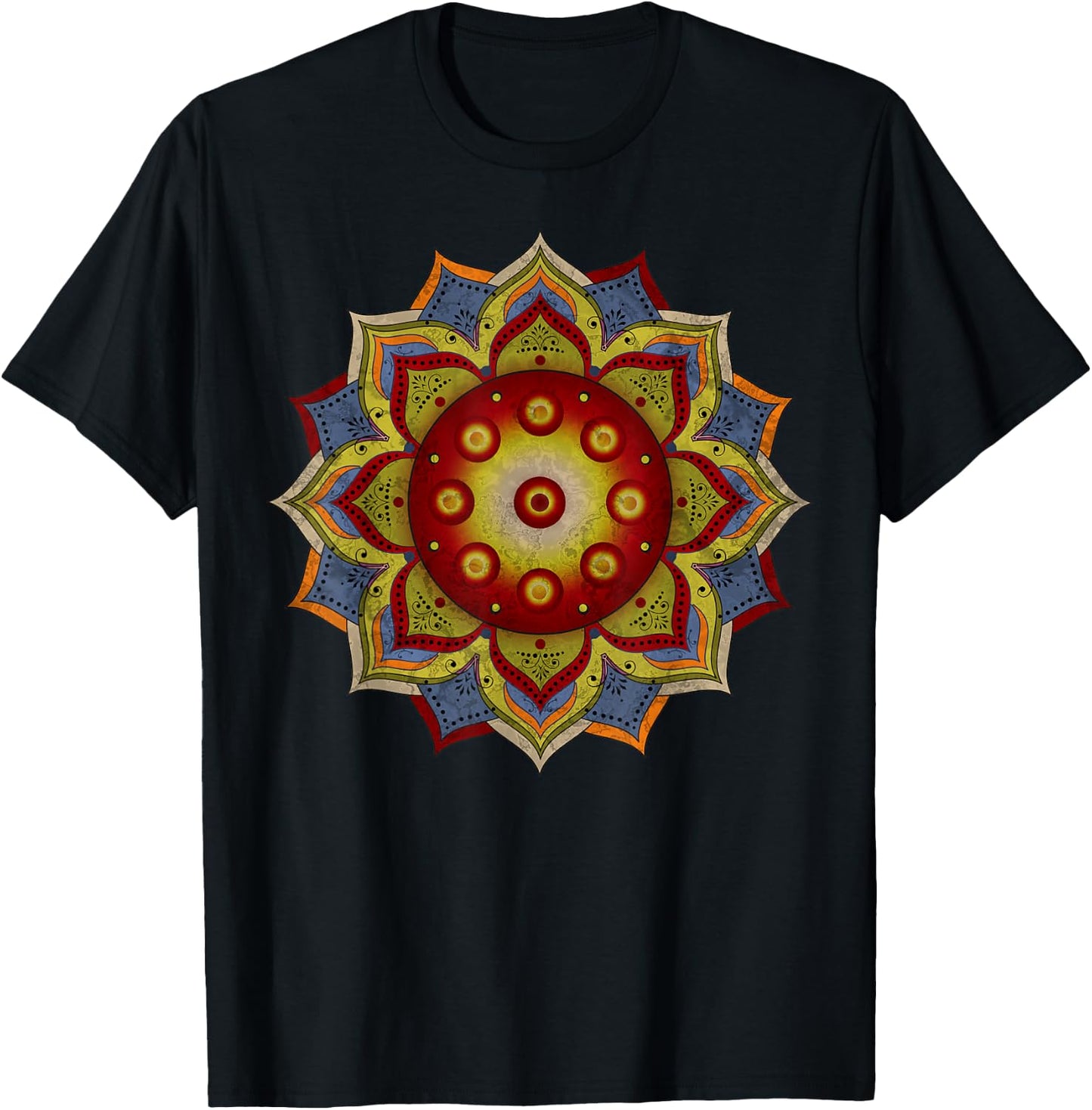 Handpan - Hang Drum Mandala - natural colored T-Shirt - T-Shirt | Black