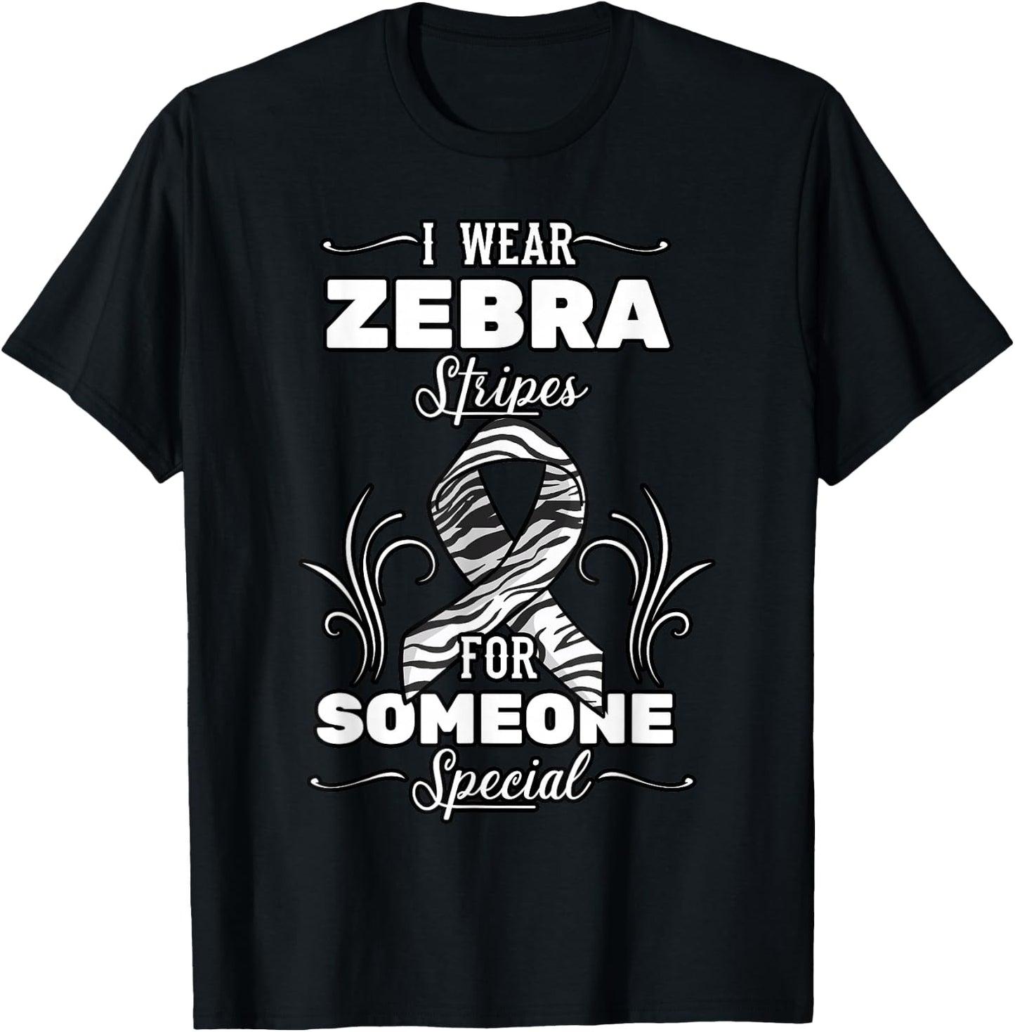 I Wear Zebra Stripes For Someone Special Carcinoid Cancer T-Shirt - T-Shirt | Black
