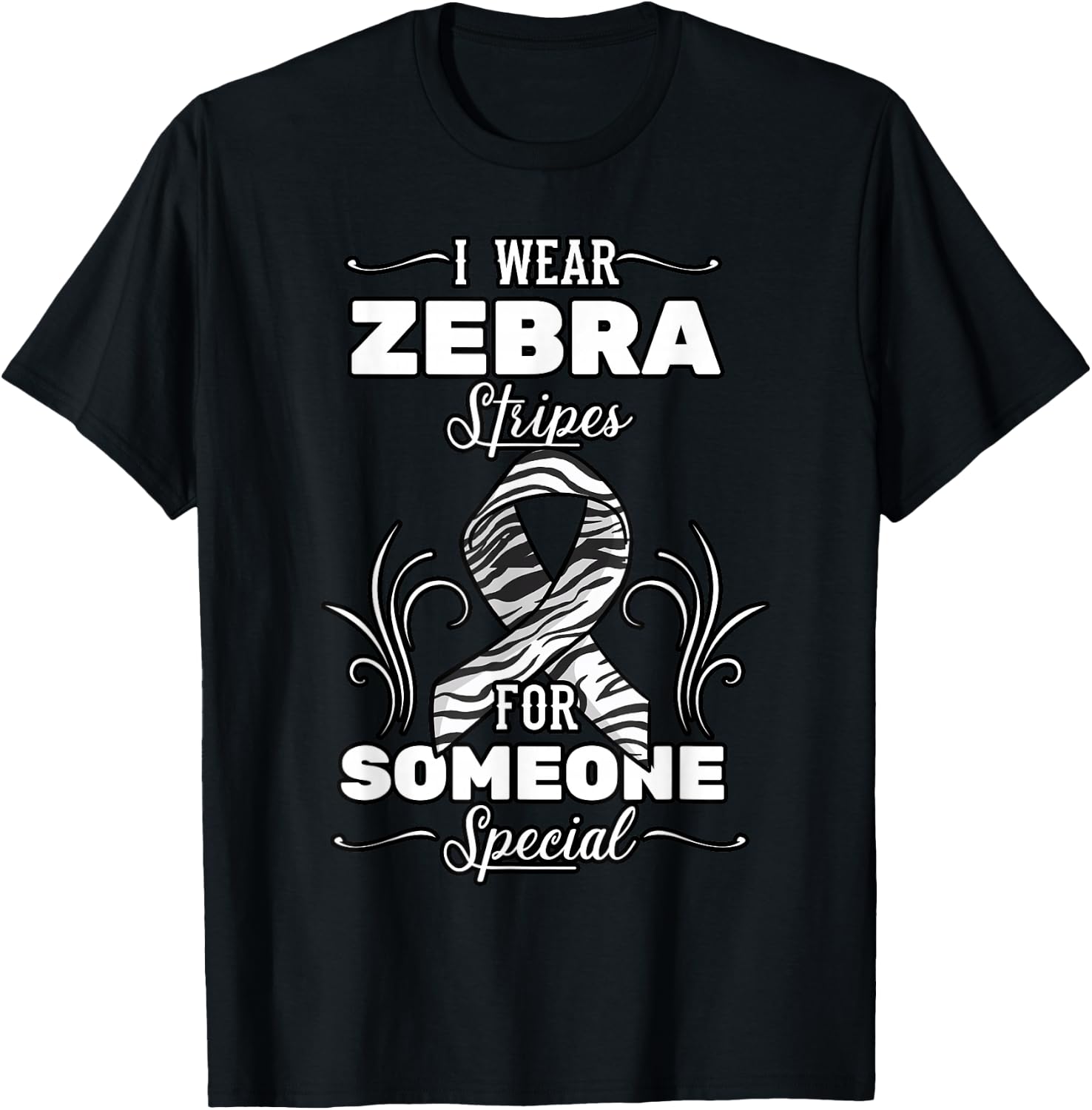 I Wear Zebra Stripes For Someone Special Carcinoid Cancer T-Shirt - T-Shirt | Black