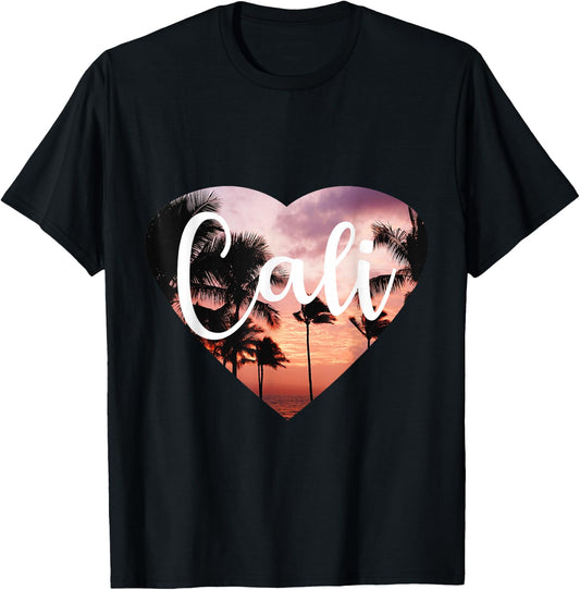 Premium California Cali Heart T-Shirt - T-Shirt | Black