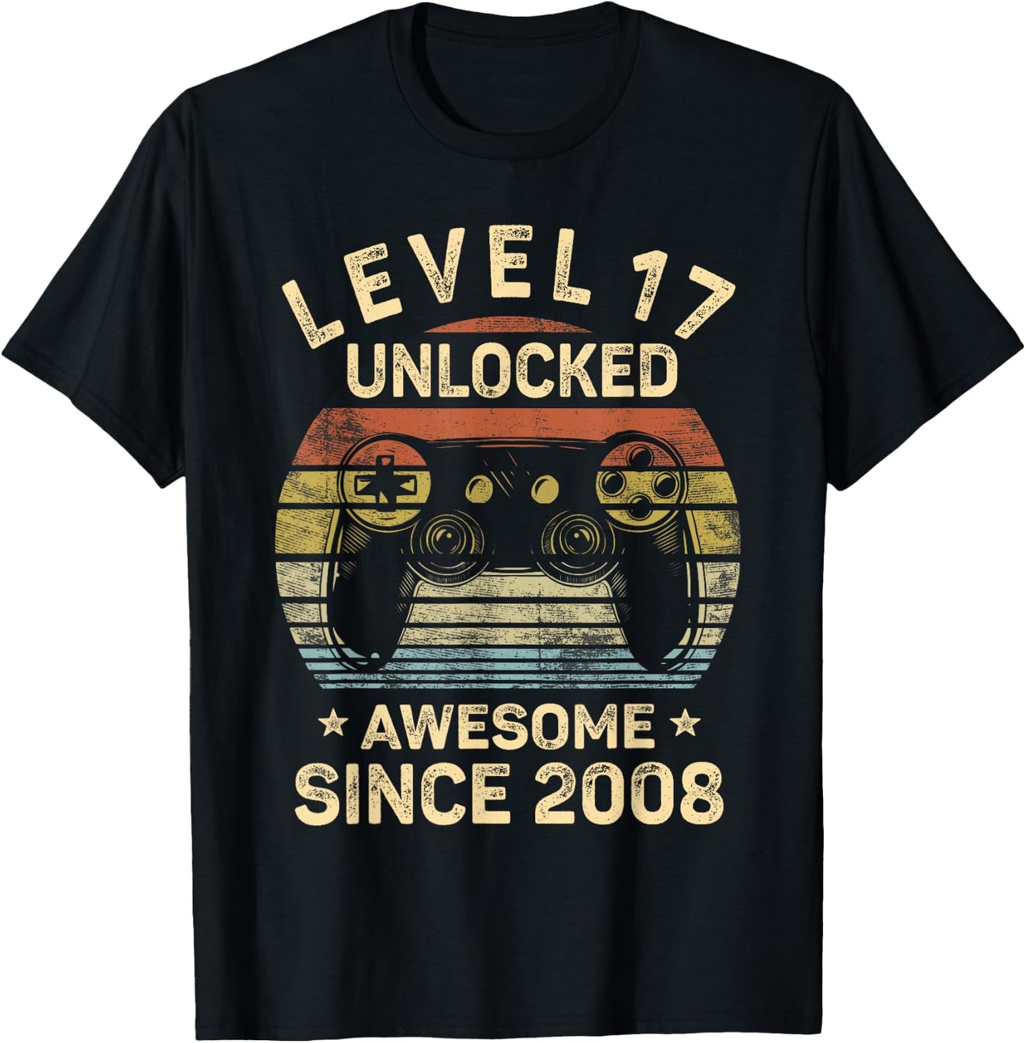 Level 17 Unlocked 17th Birthday 17 Year Old Gifts Gamer Bday T-Shirt - T-Shirt | Black