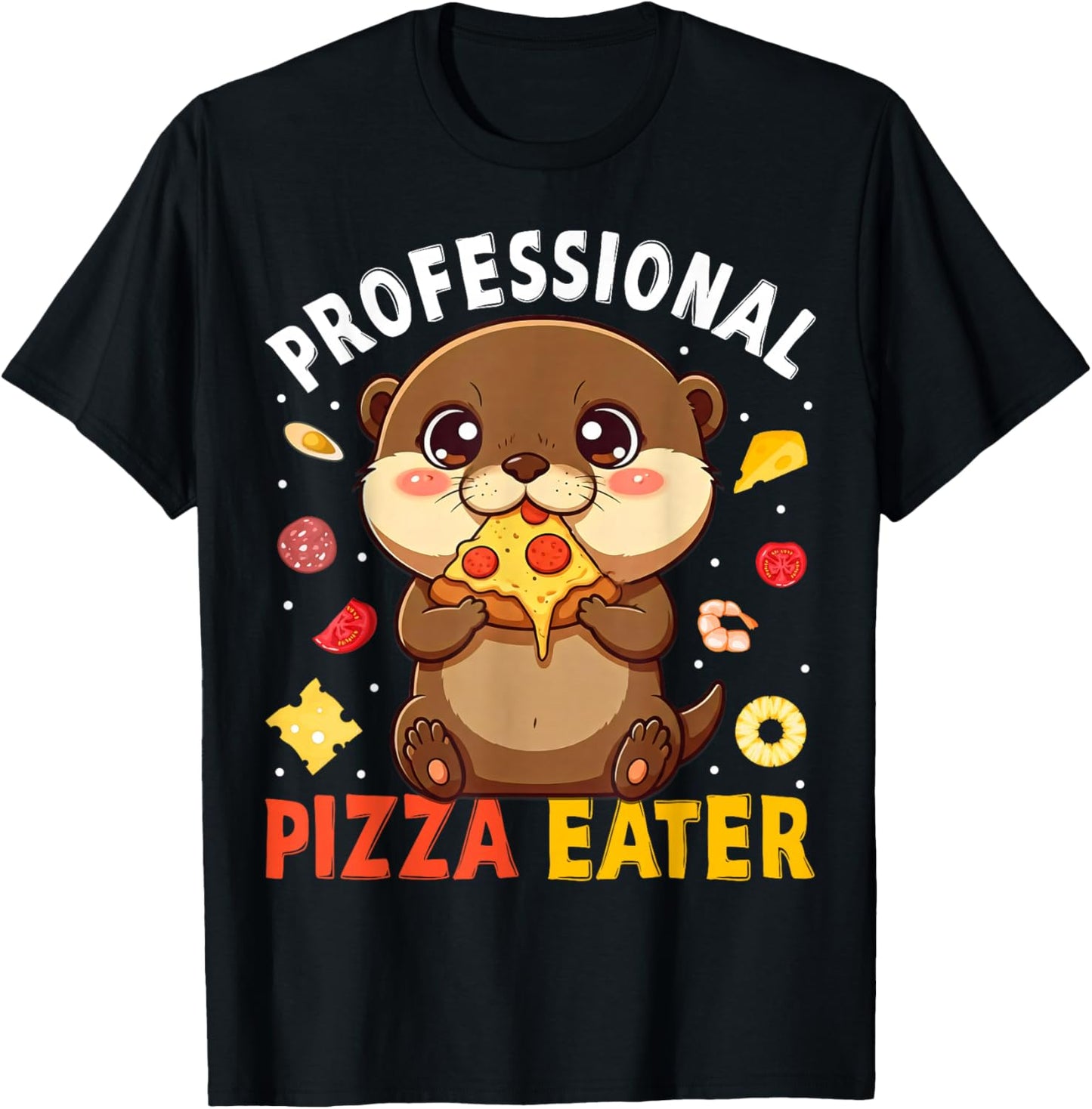 Funny Otter Professional Pizza Eater Pizza Lover Kids Boys T-Shirt - T-Shirt | Black