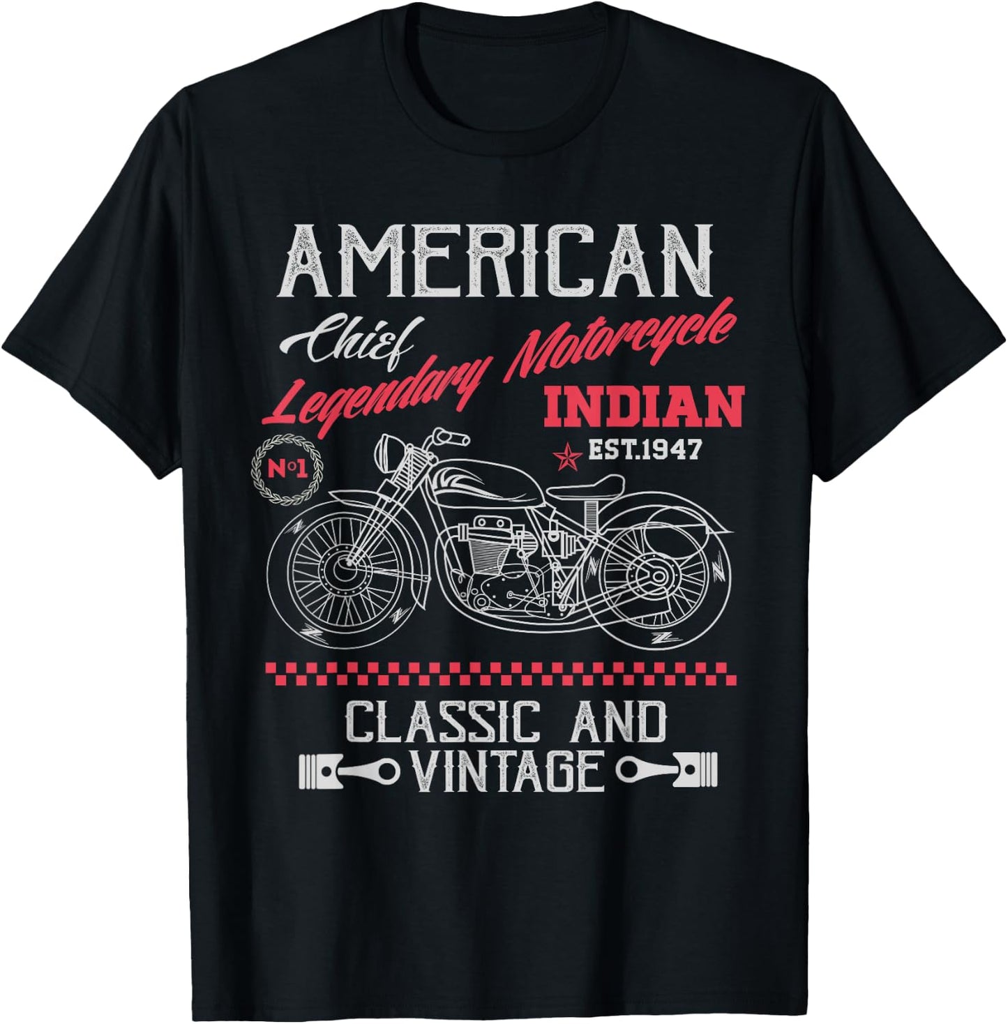 Vintage American Motorcycle Indian Old Bikers T-Shirt - T-Shirt | Black