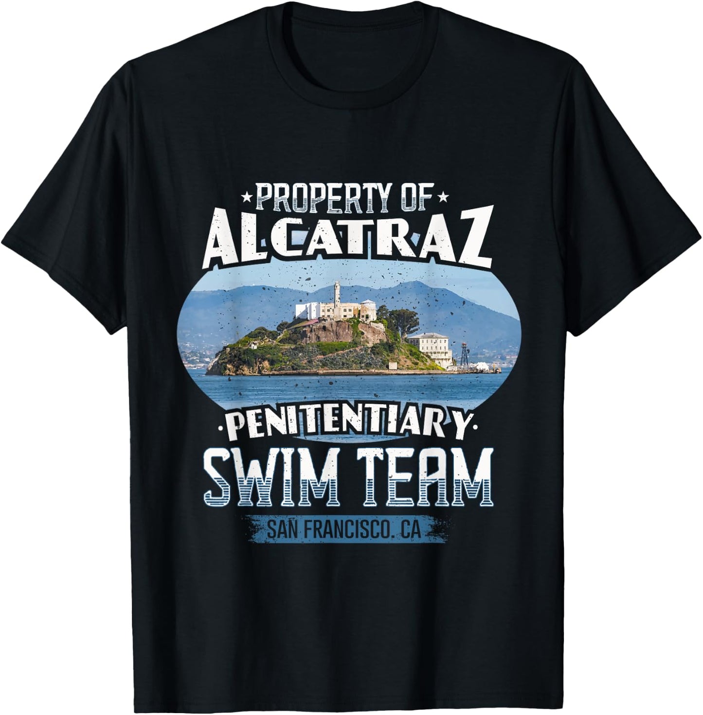 Funny Swimming Alcatraz Swim Team T-Shirt - T-Shirt | Black