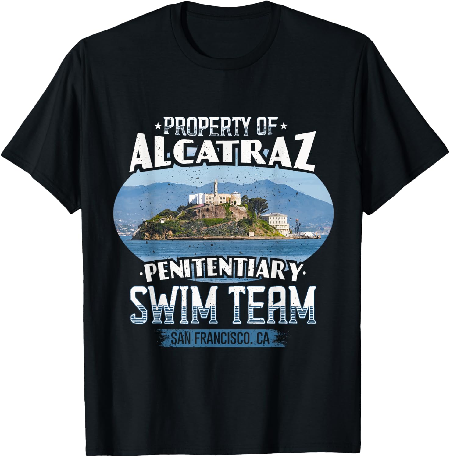 Funny Swimming Alcatraz Swim Team T-Shirt - T-Shirt | Black