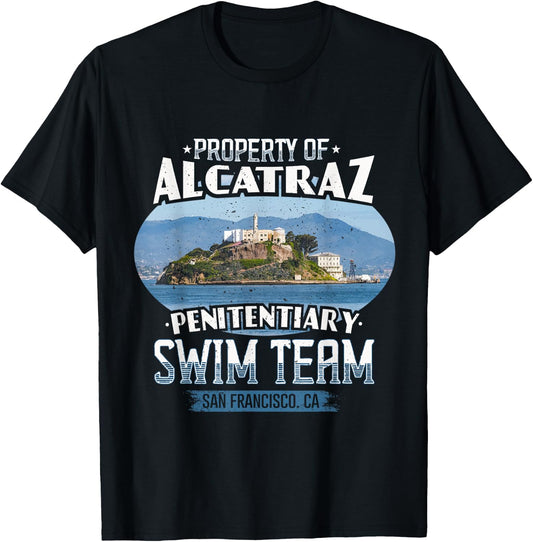 Funny Swimming Alcatraz Swim Team T-Shirt - T-Shirt | Black
