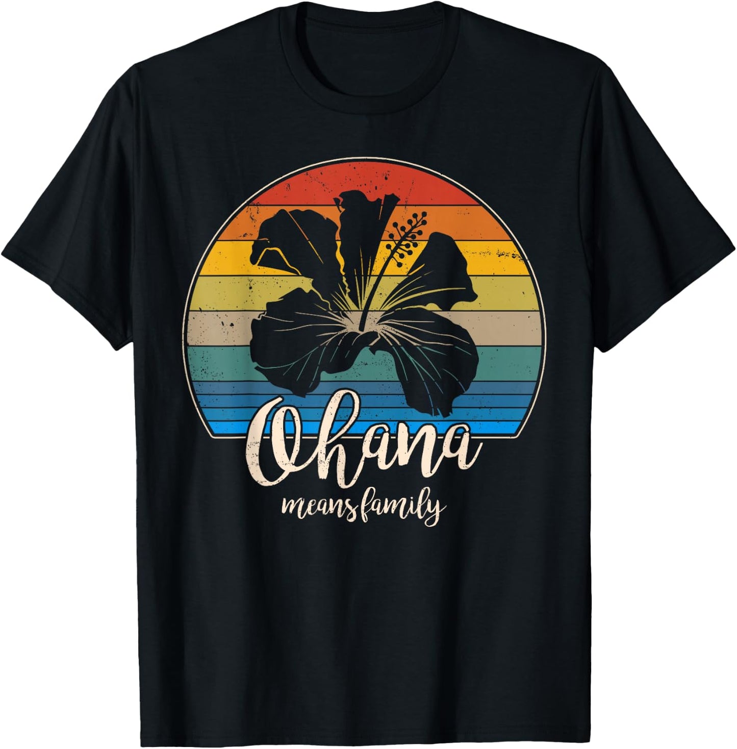 Ohana means family Vintage Hawaiian Gifts T-Shirt - T-Shirt | Black