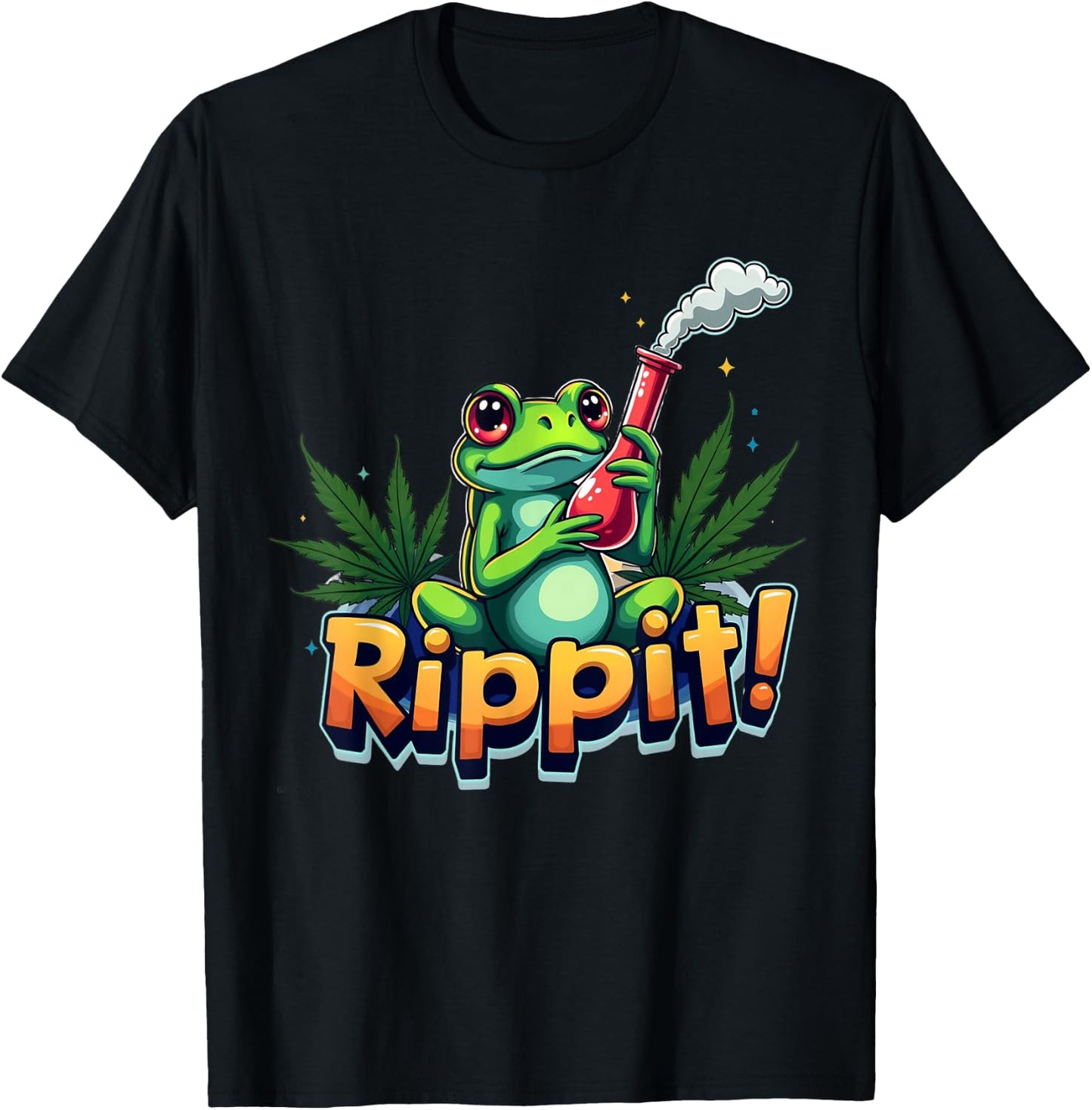 Rippit! Marijuana Bong Smoking Tree Frog T-Shirt - T-Shirt | Black