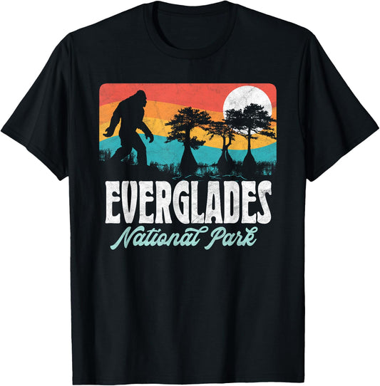Everglades National Park Florida Bigfoot Swamp Ape & Trees T-Shirt - T-Shirt | Black