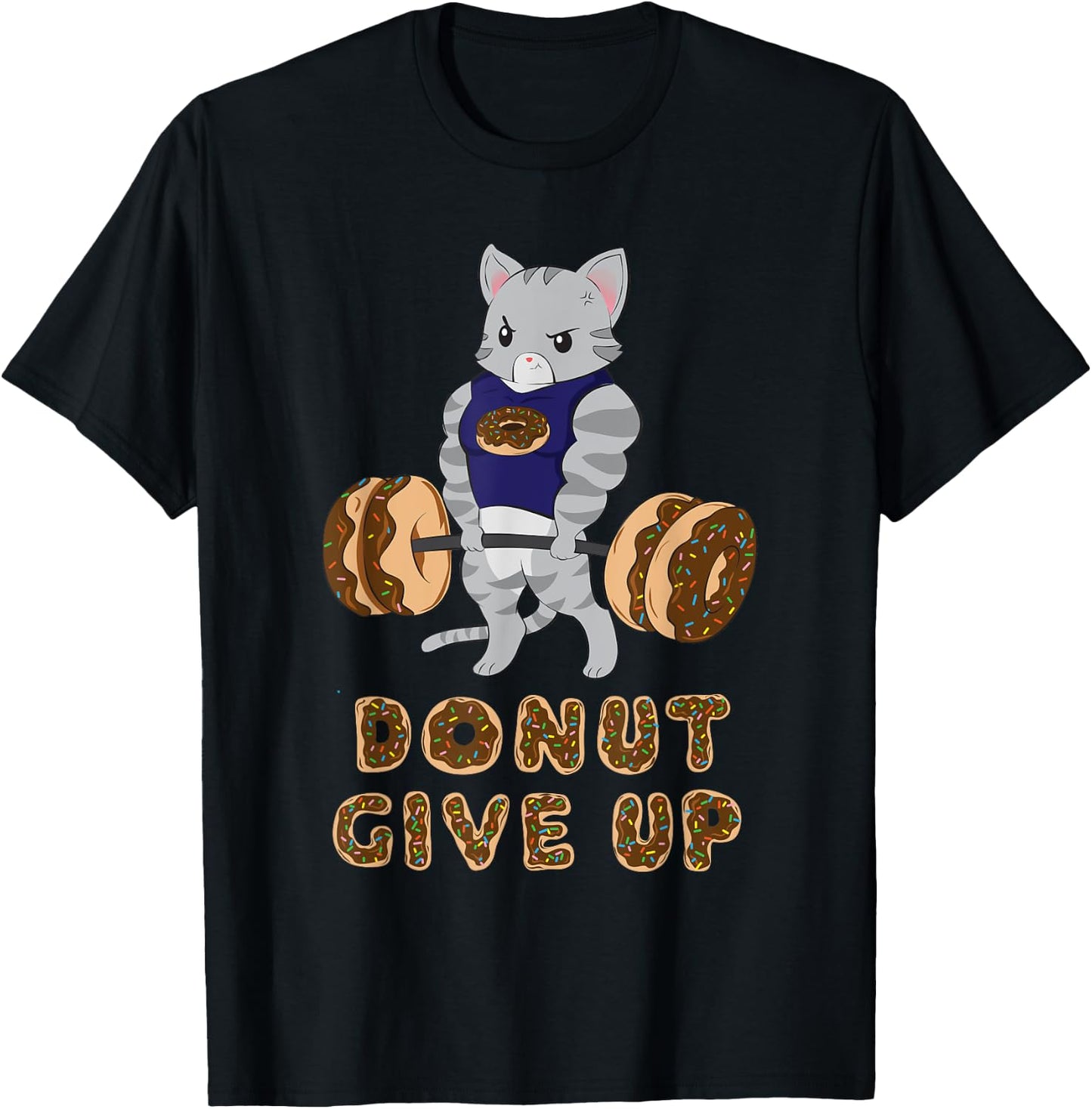 Cat Deadlift Powerlifting Donut Gym Men Women Girls Kids T-Shirt - T-Shirt | Black