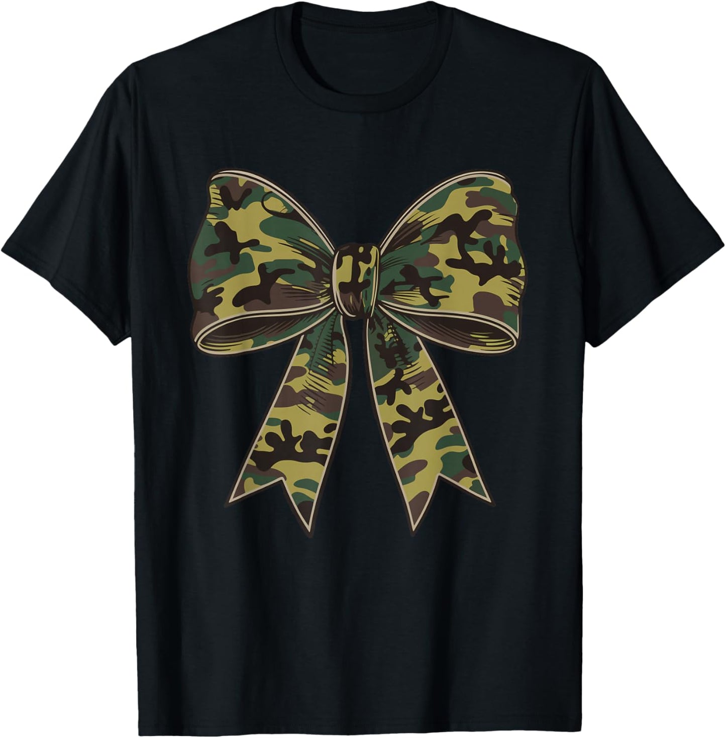 Camouflage Old Camo Bow Camo Coquette Bow Girls T-Shirt - T-Shirt | Black