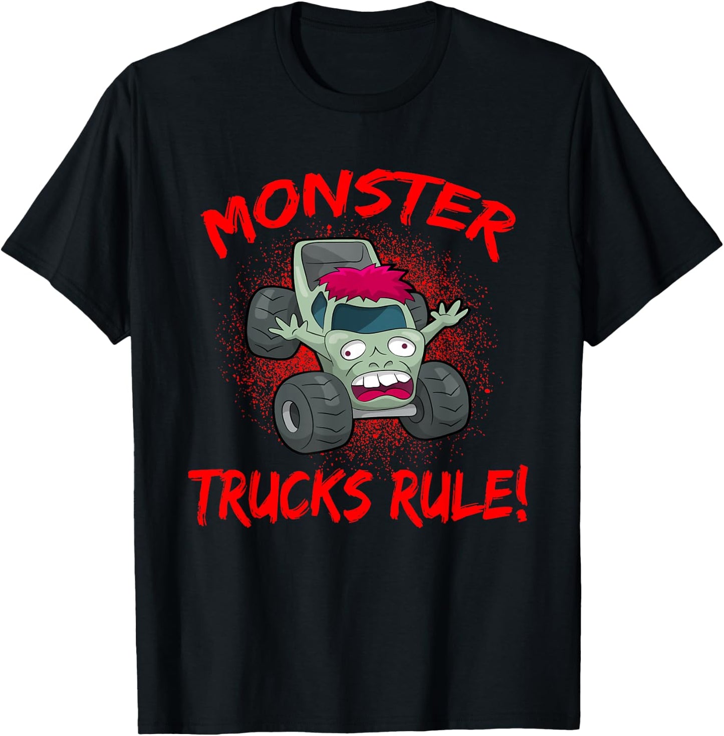 Zombie Cartoon Monster Trucks Rule Big Size Car SUV T-Shirt - T-Shirt | Black