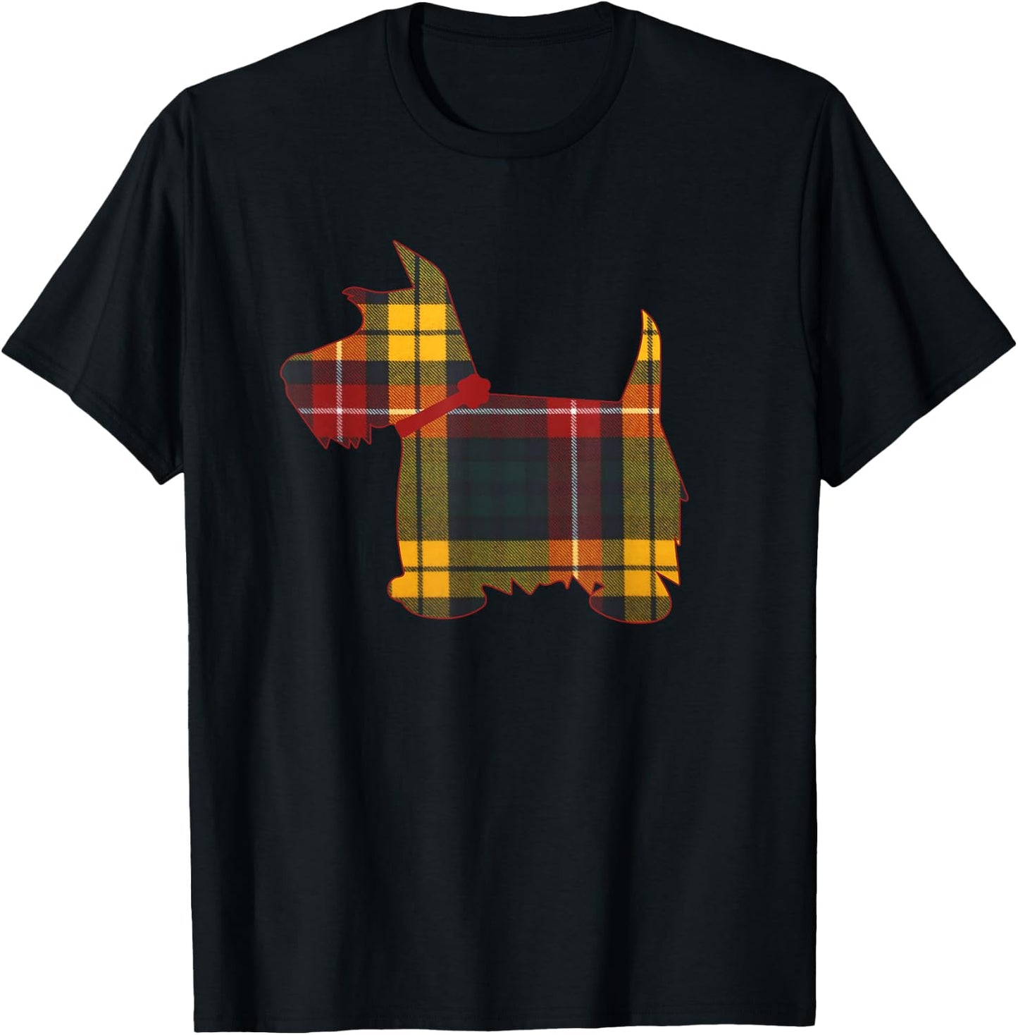 Scottie Dog Scottish Terrier T Shirt Buchanan Tartan Plaid T-Shirt - T-Shirt | Black
