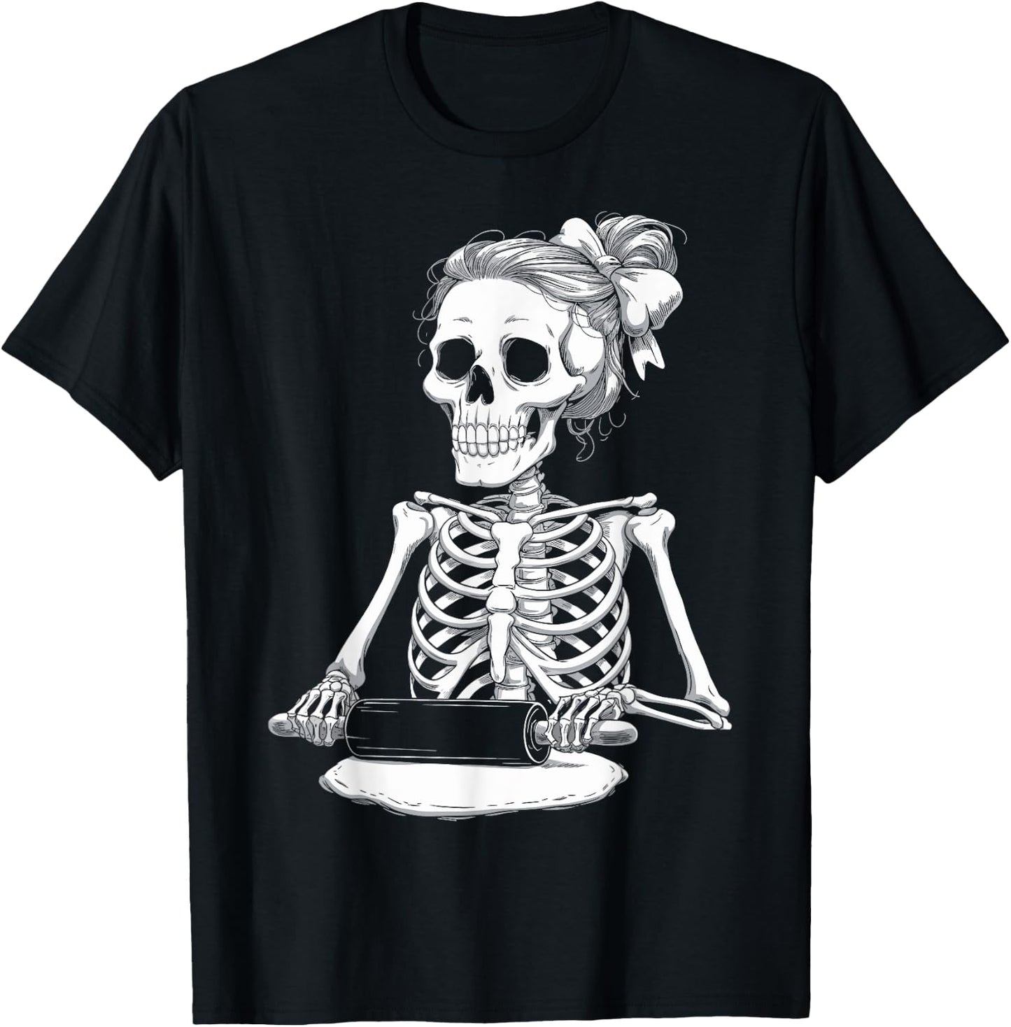 Skeleton Baker Spooky Halloween Baking Cake Lover Bakery T-Shirt - T-Shirt | Black