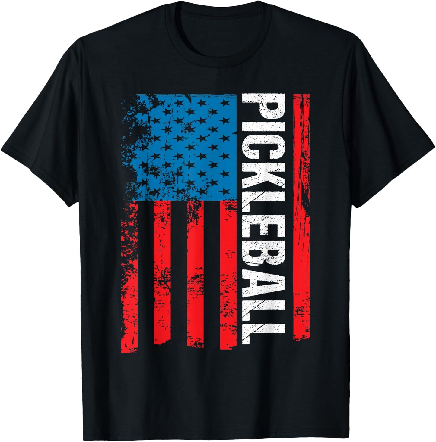 Funny Pickleball Player Gift USA Flag Pickleball Paddle Dink T-Shirt - T-Shirt | Black