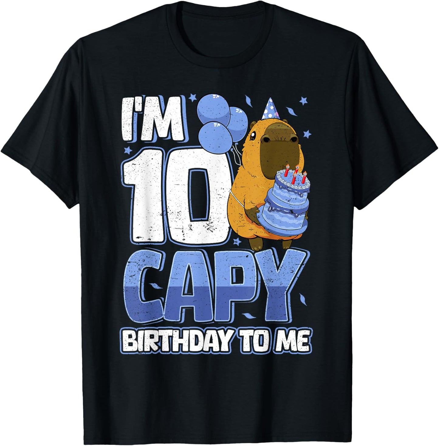 10 Years Capy Birthday to me Boys 10th Birthday Capybara T-Shirt - T-Shirt | Black