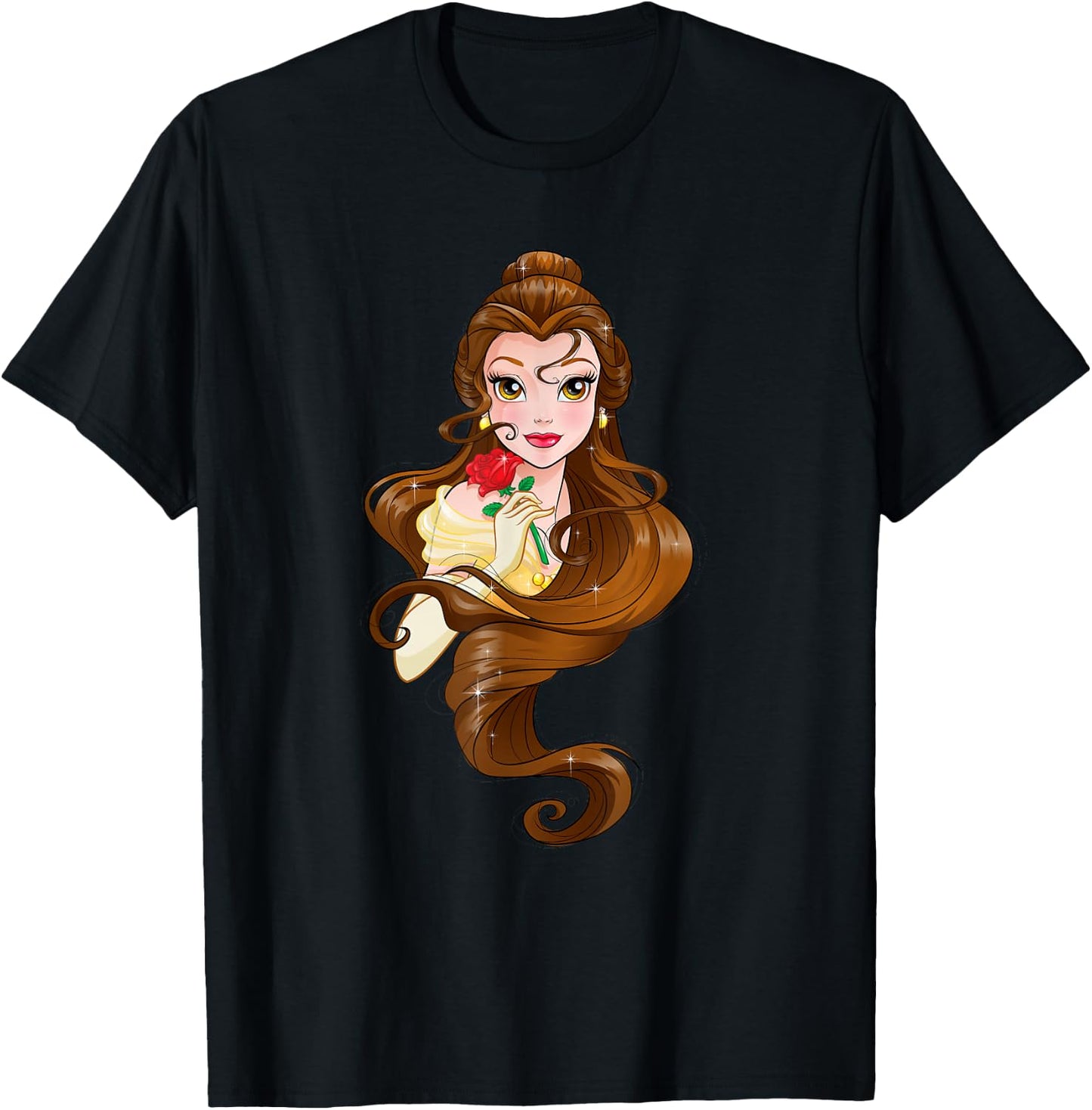 Disney Belle Black Classic Fit - Adult Round Neck Short Sleeve Fantasy T-Shirt - T-Shirt | Black