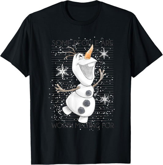 Disney Frozen Olaf Some People are Worth Melting for T-Shirt - T-Shirt | Black