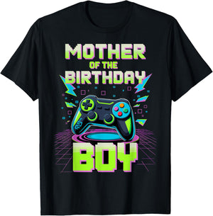 Mother Mom of the Birthday Boy Video Game Controler Gamer T-Shirt - T-Shirt | Black