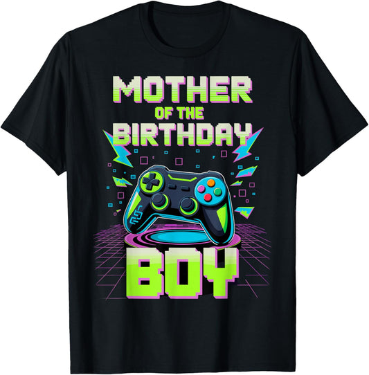 Mother Mom of the Birthday Boy Video Game Controler Gamer T-Shirt - T-Shirt | Black