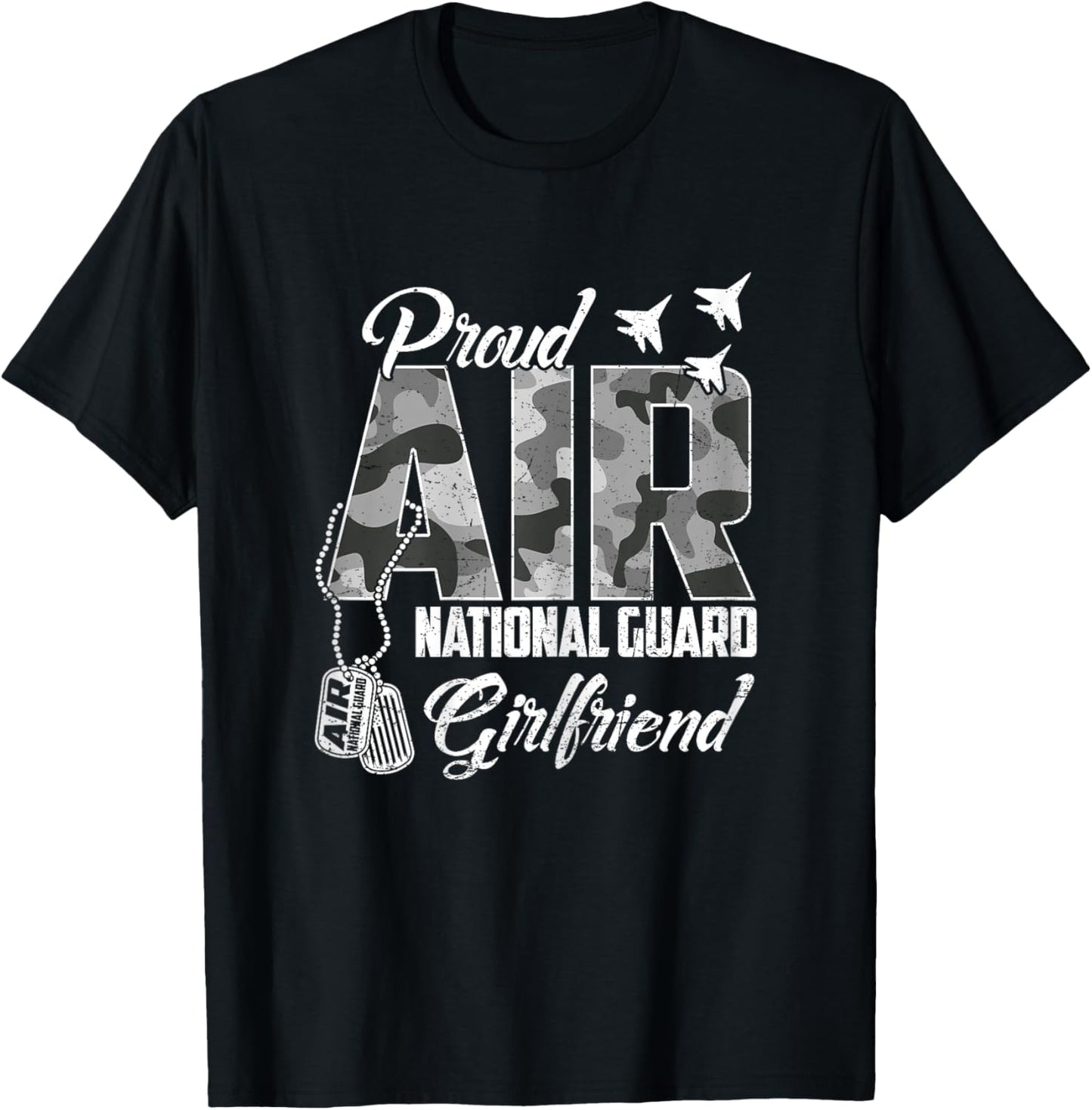 Proud Air National Guard Girlfriend US Camo Family Matching T-Shirt - T-Shirt | Black
